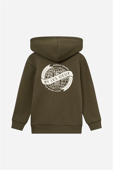 Les Deux Hoodie - Globe - Olive Night/Ivory